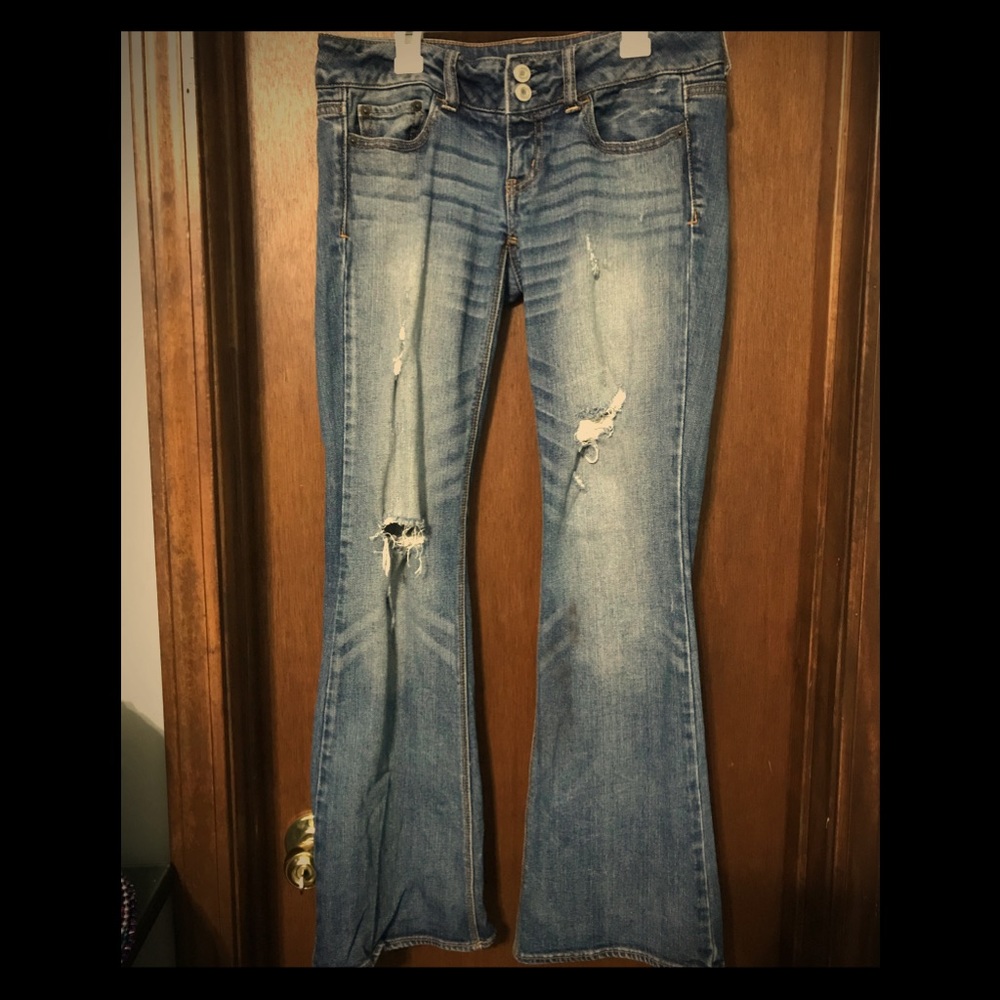 American Eagle distressed flare jeans